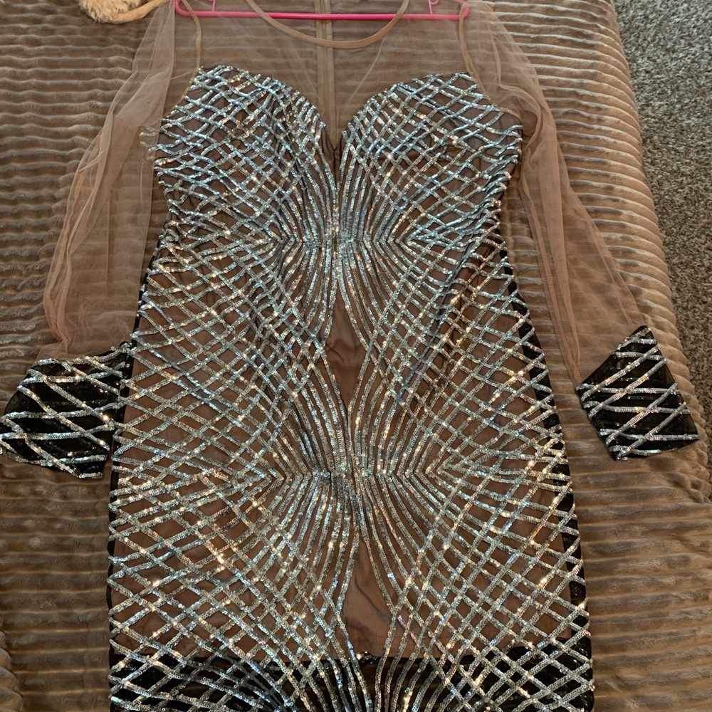 Sequin & Mesh Party Dress